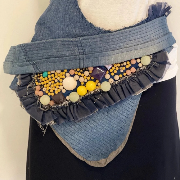 Denim Sash with Beading Detail One Size Adjustable - Picture 1 of 4